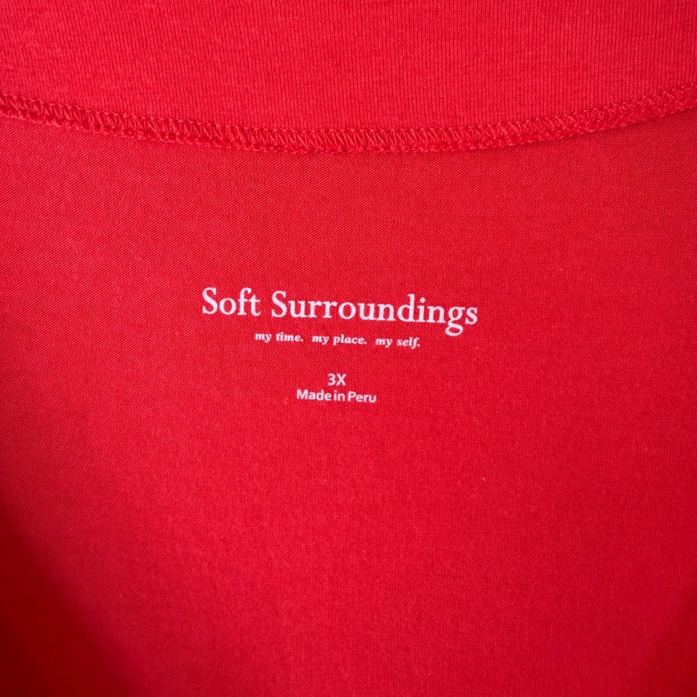 Soft Surroundings (2) Faux Wrap 3X Pima Cotton Modal Ruched 3/4 Sleeve Tops - Picture 6 of 12
